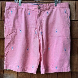 EUC Tommy Hilfiger Salmon Chino Flat Front Embroidered Hula Girl Shorts Men's 38